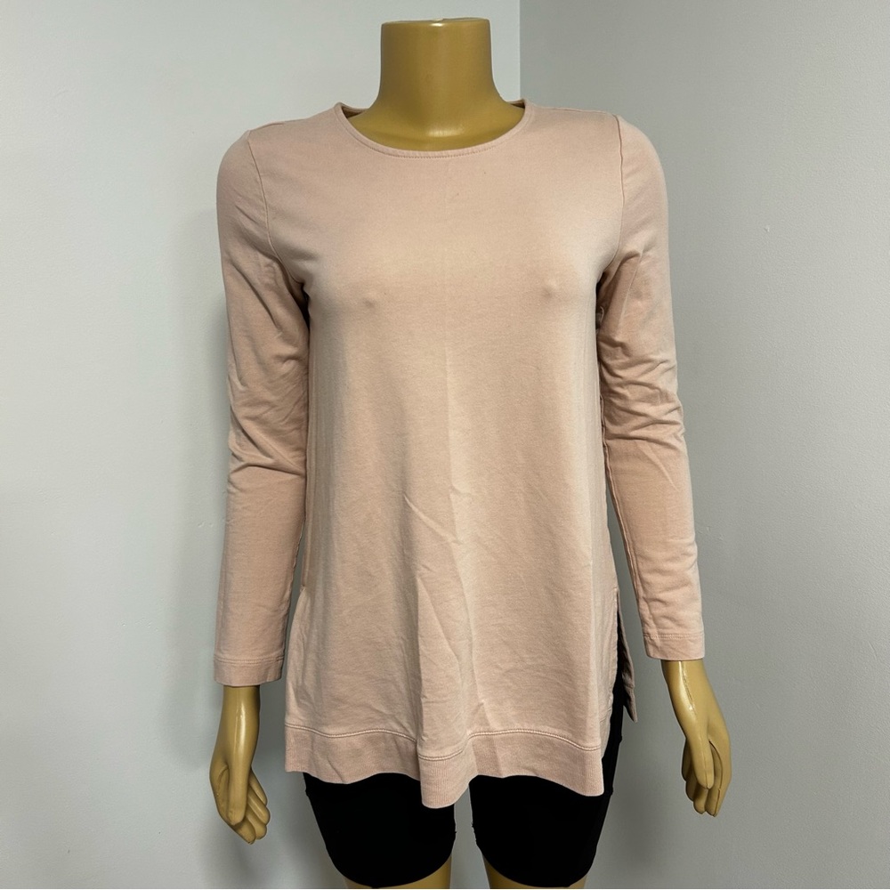 J. Jill Long Sleeve Scoop Neck Tee in Light Blush Pink
